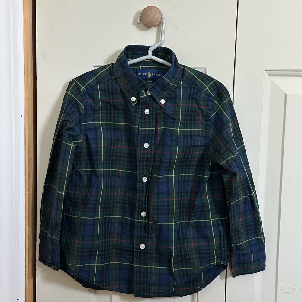 Ralph Lauren Navy & Green Plaid Button-Down Shirt